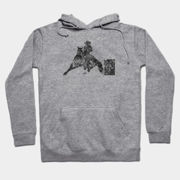 Barrel racing rider black and white Hoodie by Yahya Art